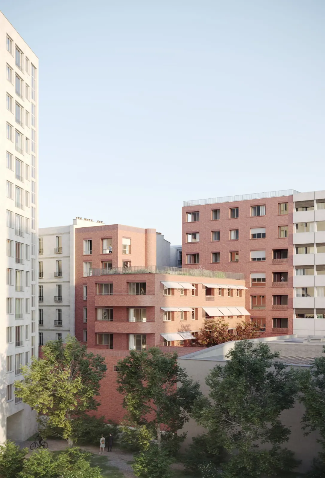 Perspective des Ateliers Dollfus et de leur jardin, distincte de la façade sur rue